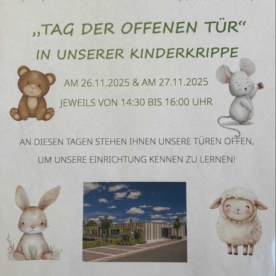 Einladung zum Tag der offenen Türe in der Kinderkrippe St. Christophorus am 26. und 27.11.25