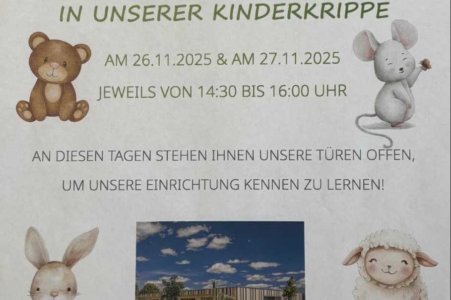 Einladung zum Tag der offenen Türe in der Kinderkrippe St. Christophorus am 26. und 27.11.25