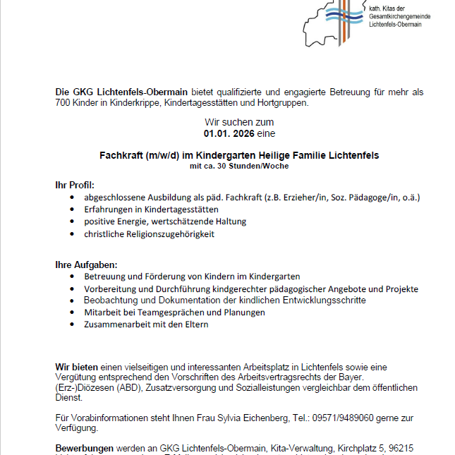 Stellenausschreibung Fachkraft